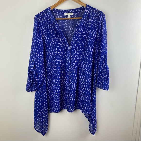 Chaus Tops Chaus New York Sheer Chiffon Roll Tab Sleeve Blouse Top